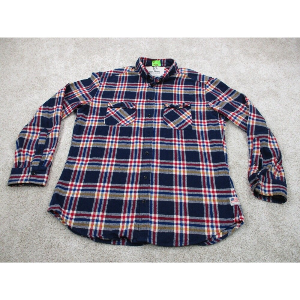 Icelantic Shirt Men Large L Blue Red Flannel Plaid Ski Casual Button Up *